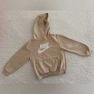 Nike Kids Beige Hoodie with White Logo